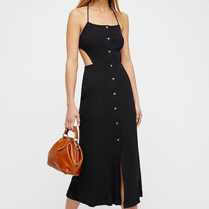 FP BEACH Margaret Cut-Out Midi Dress S/M NWT Black